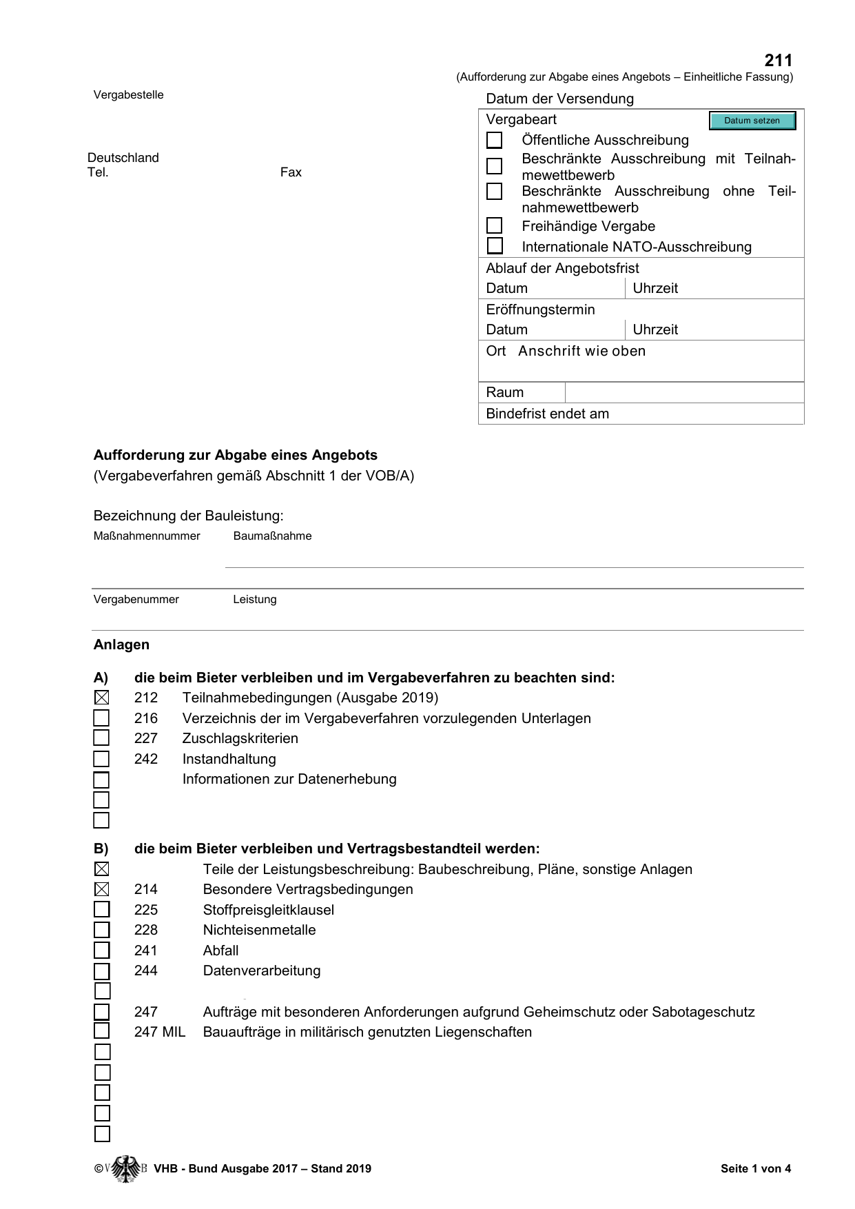 Das amtliche Formblatt im Original
