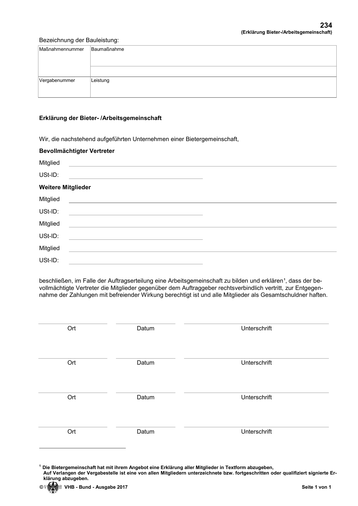 Das amtliche Formblatt im Original