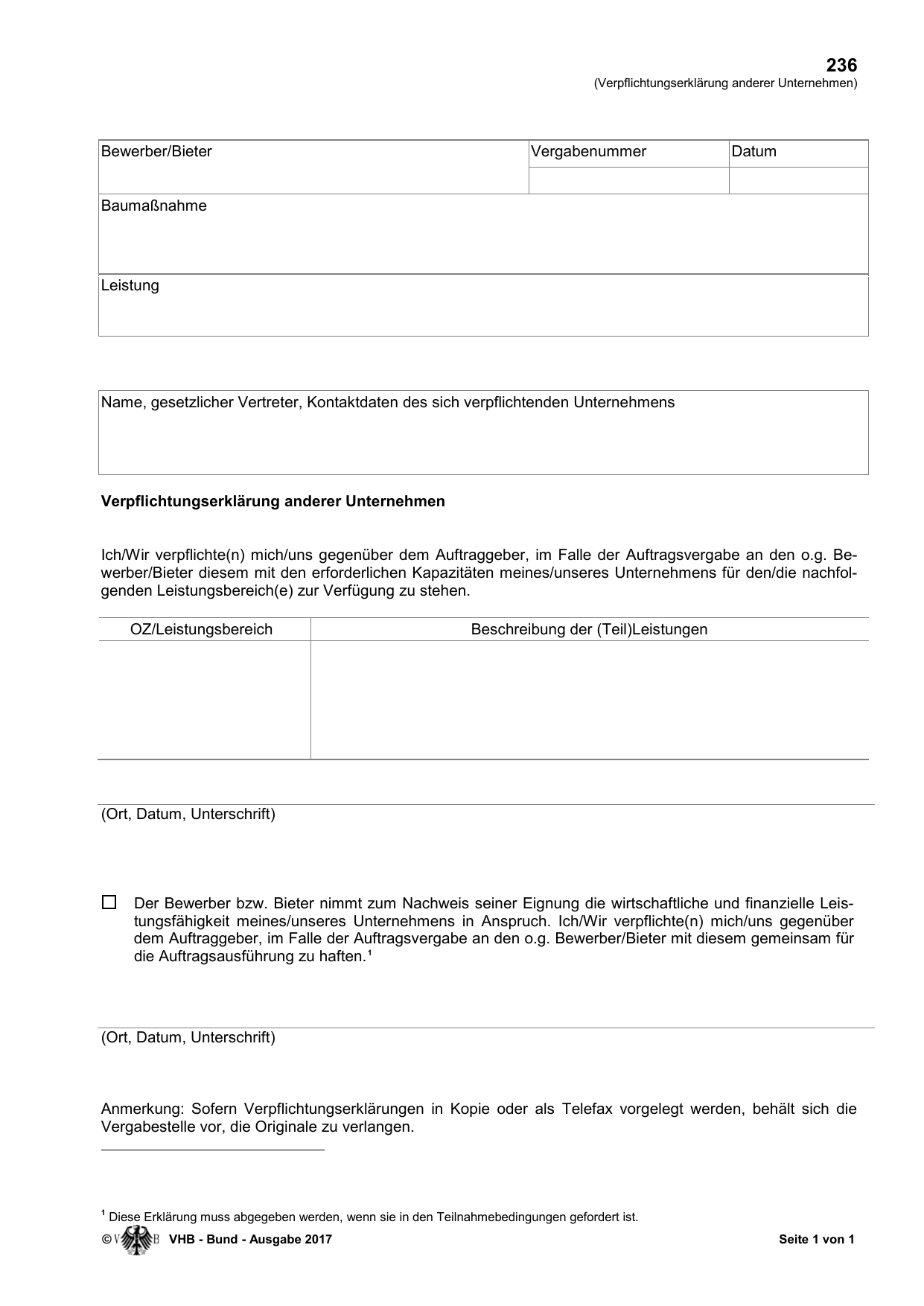 Das amtliche Formblatt im Original