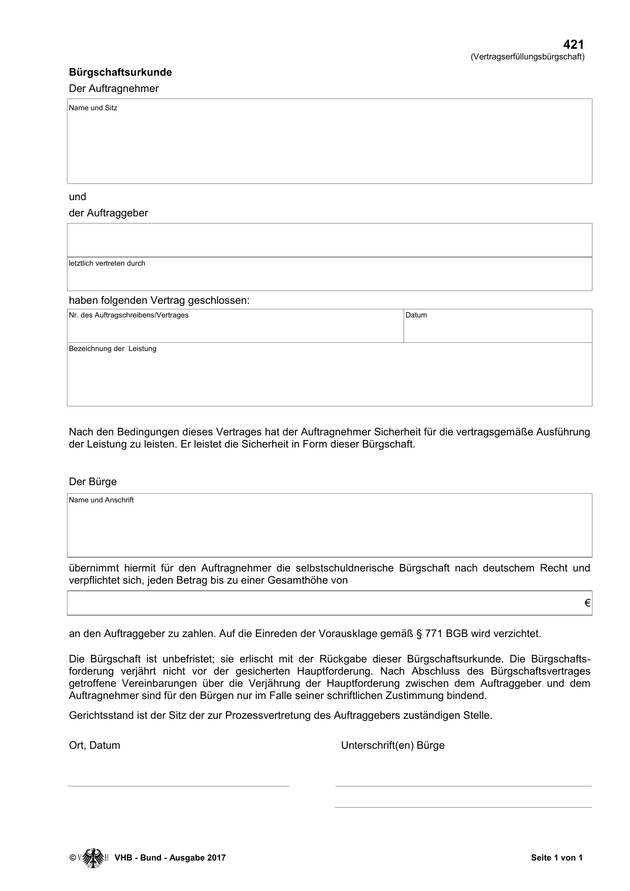 Das amtliche Formblatt im Original