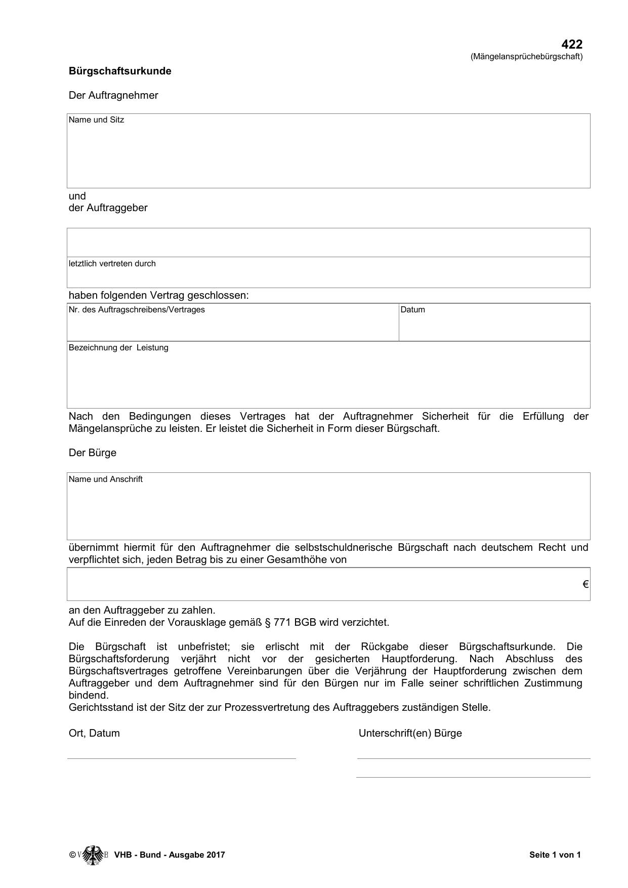 Das amtliche Formblatt im Original