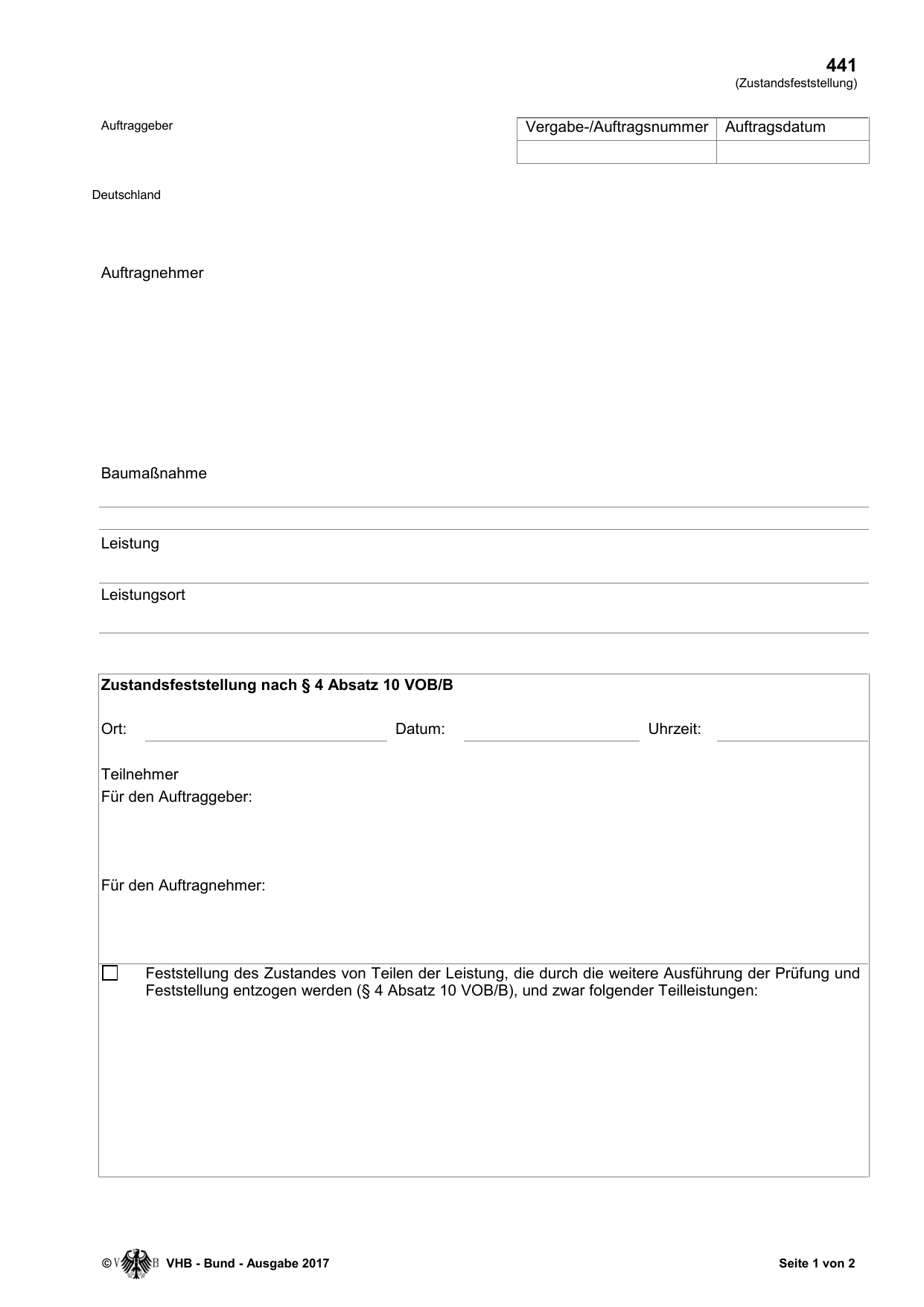 Das amtliche Formblatt im Original