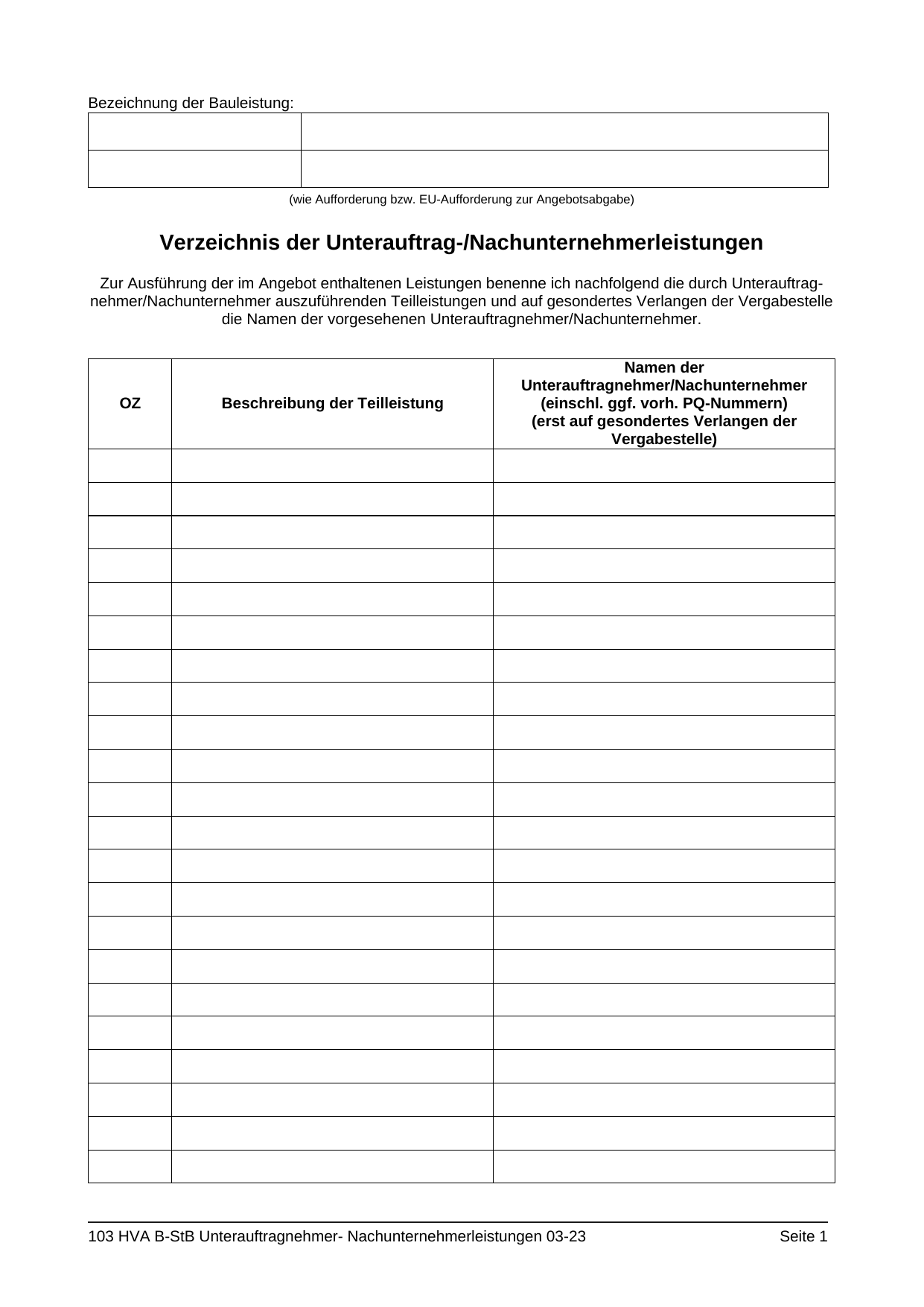 Das amtliche Formblatt im Original