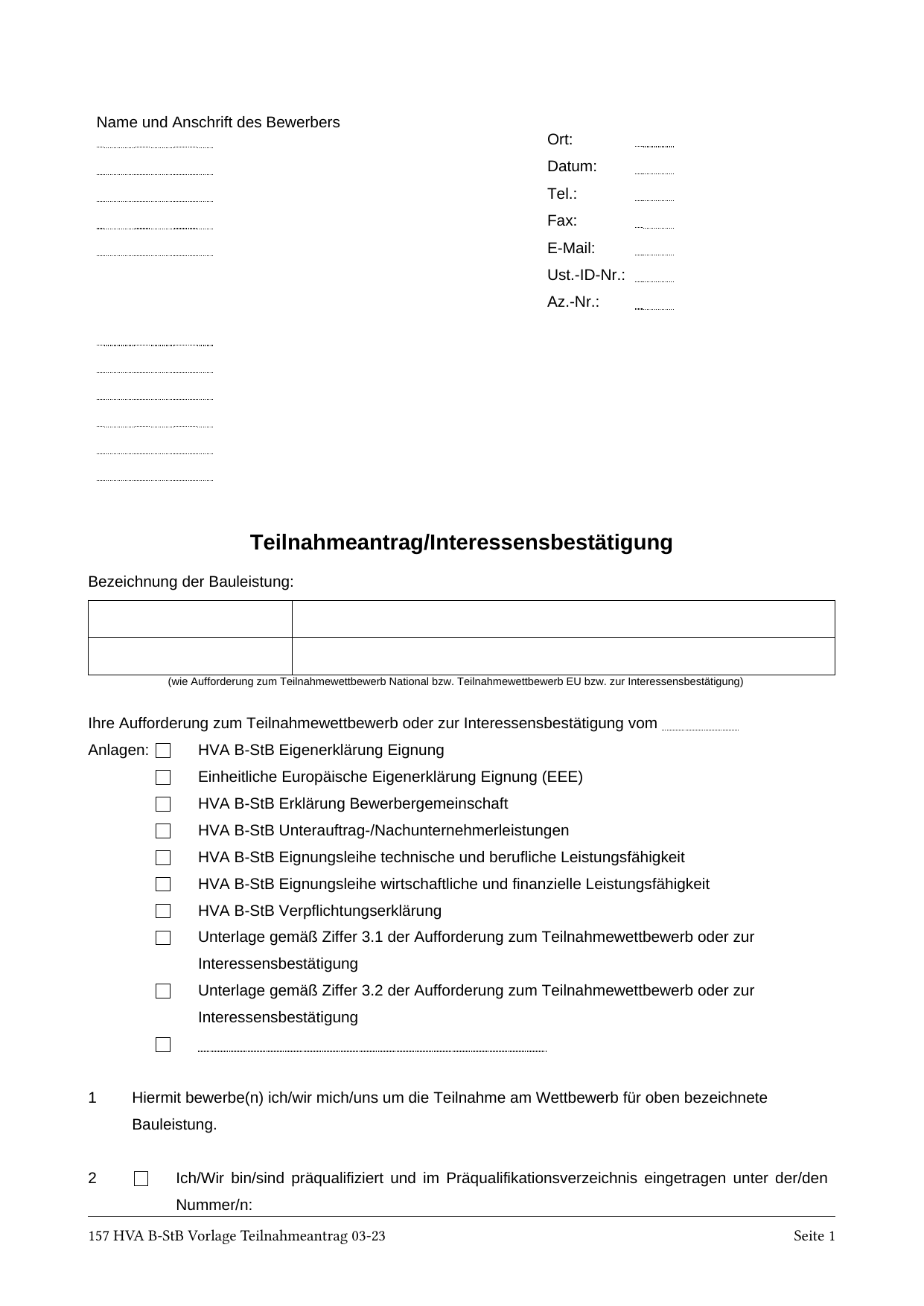 Das amtliche Formblatt im Original