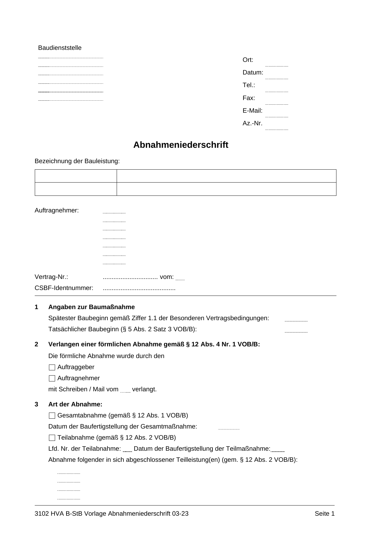 Das amtliche Formblatt im Original