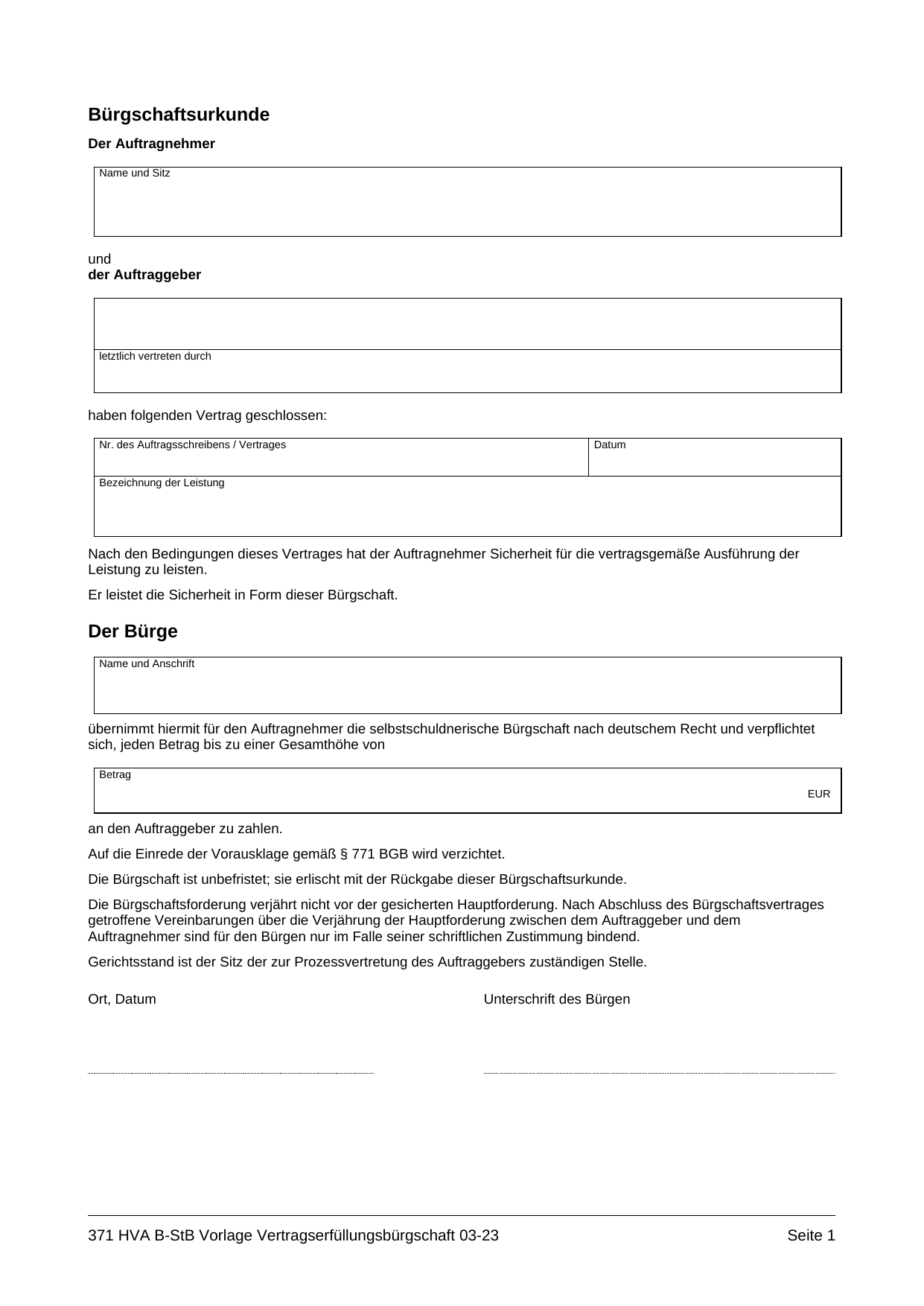 Das amtliche Formblatt im Original