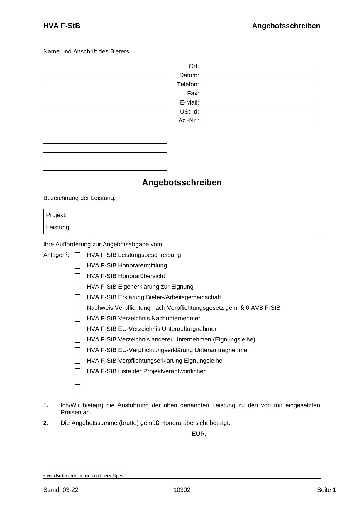 Das amtliche Formblatt im Original